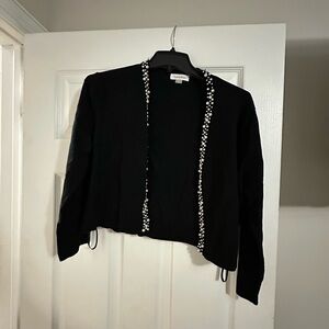 Calvin Klein Black Cardigan with Pearl Accents